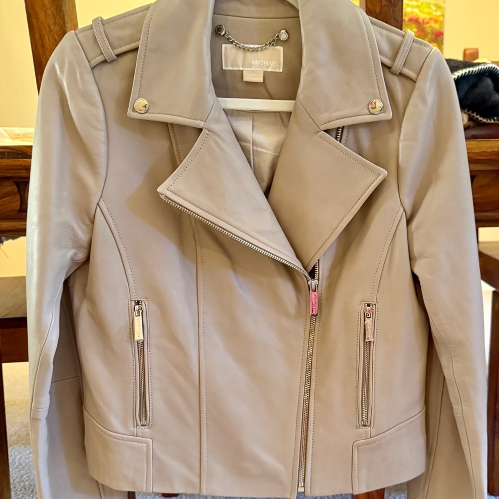 Michael Kors Women's Beige Leather Jacket